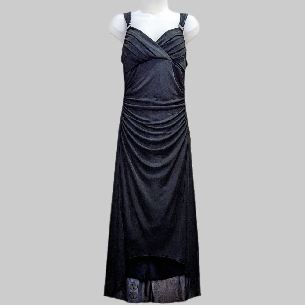 Black Vintage 2000s Dress Womens L Y2K Fairy Summer Goth Slip Cocktail Dress